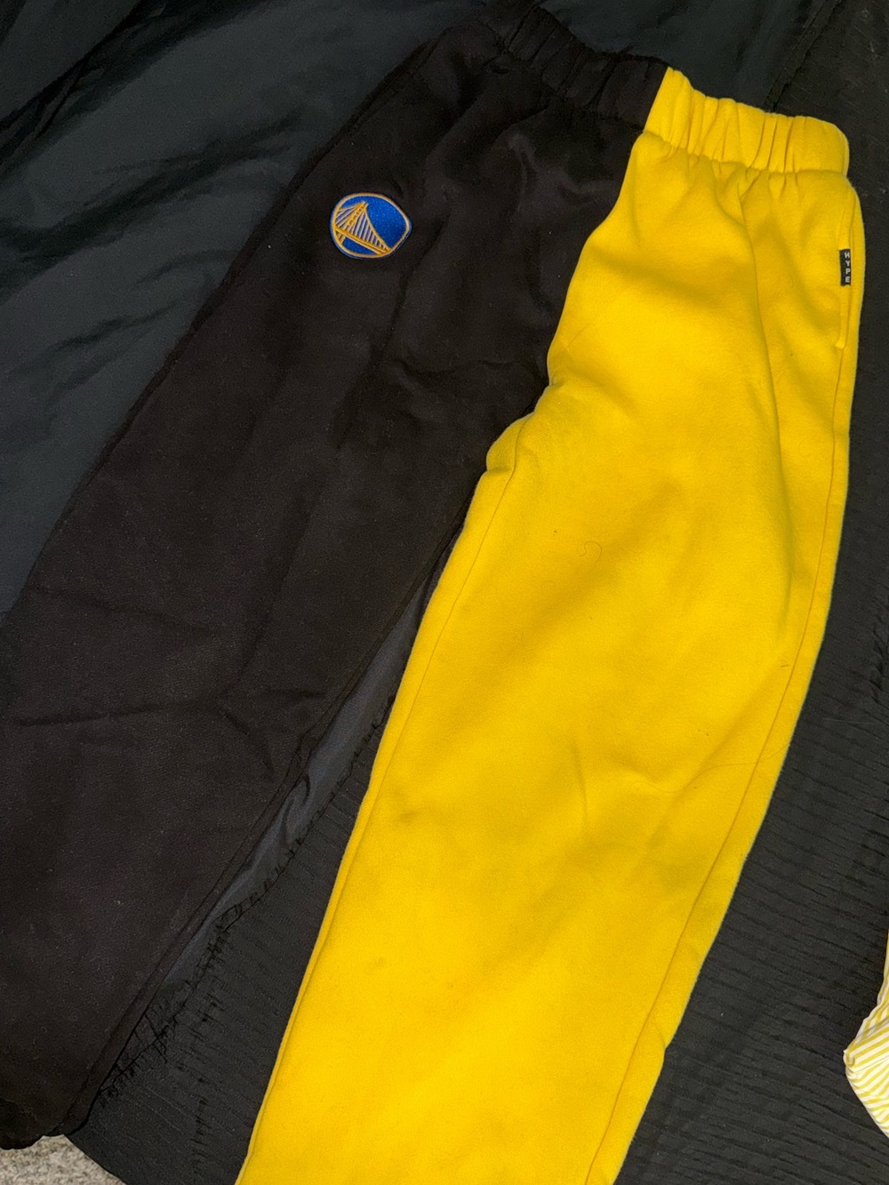 Nike Two-Tone Black and Yellow Sweatpants with Team Patch